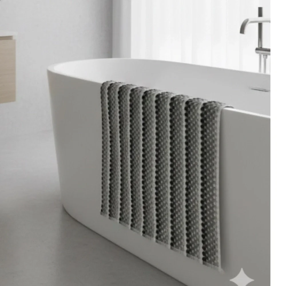 Deborah Connolly Home Set White Charcoal Bath‎ Towels with Fringe